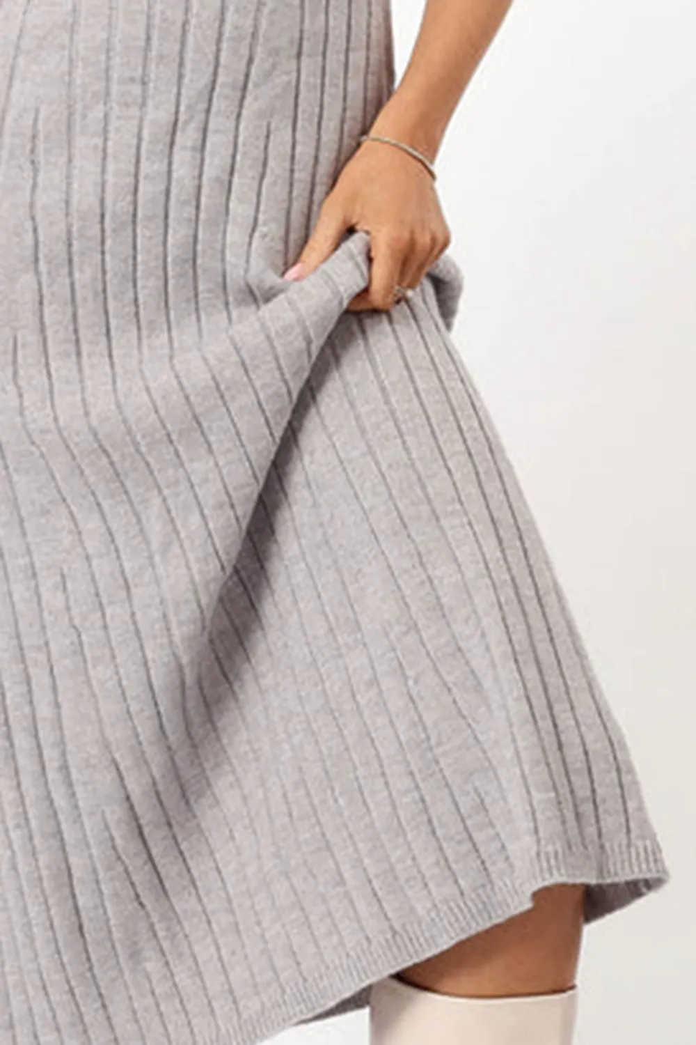 GREY KNIT MIDI DRESS