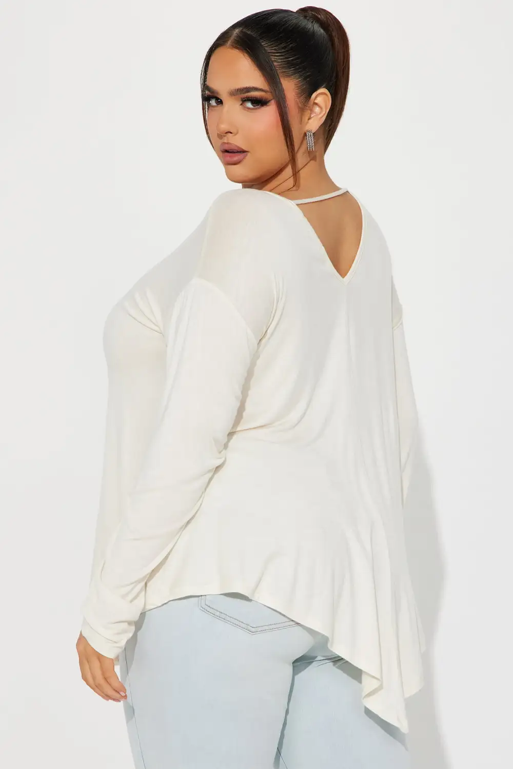 Victoria V-Neck Top - Cream