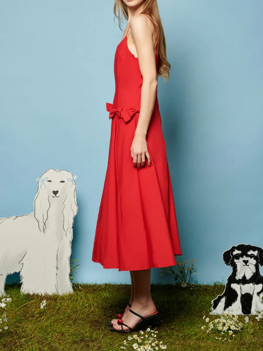 Crew Neck Bow Cami Dress