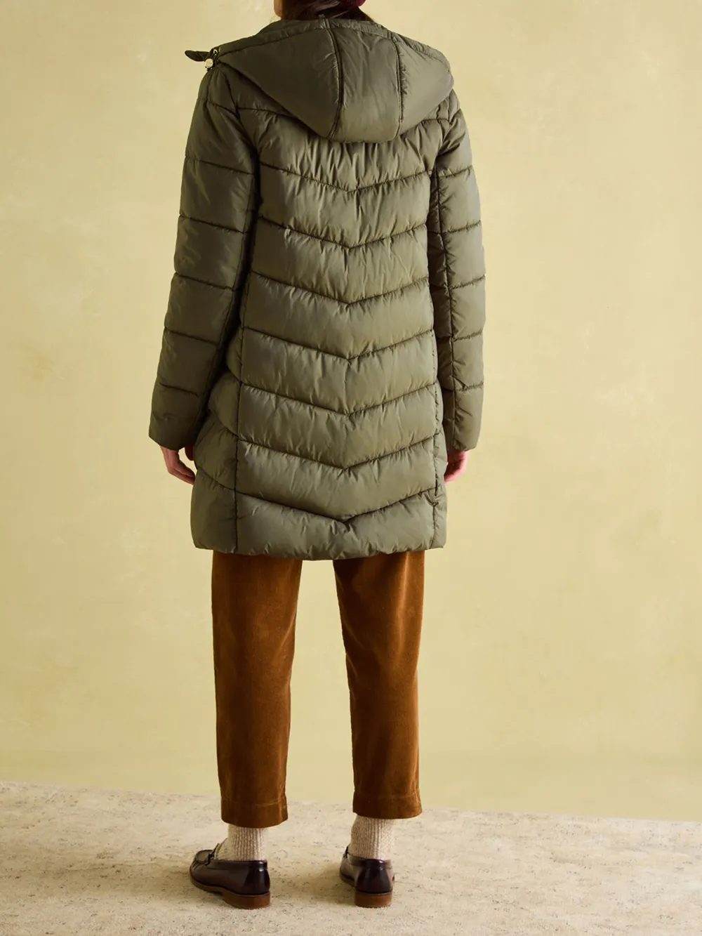 Mid Length Green Showerproof Padded Coat