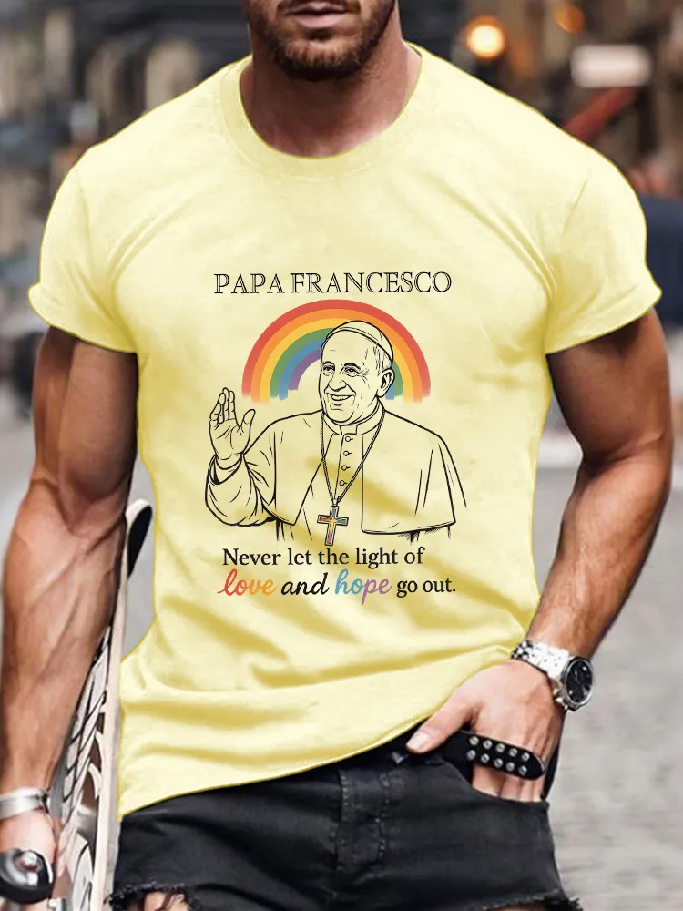 Men's Never Let The Light Of Love And Hope Go Out Lgbt Print Short Sleeve Round Neck Cotton T-Shirt