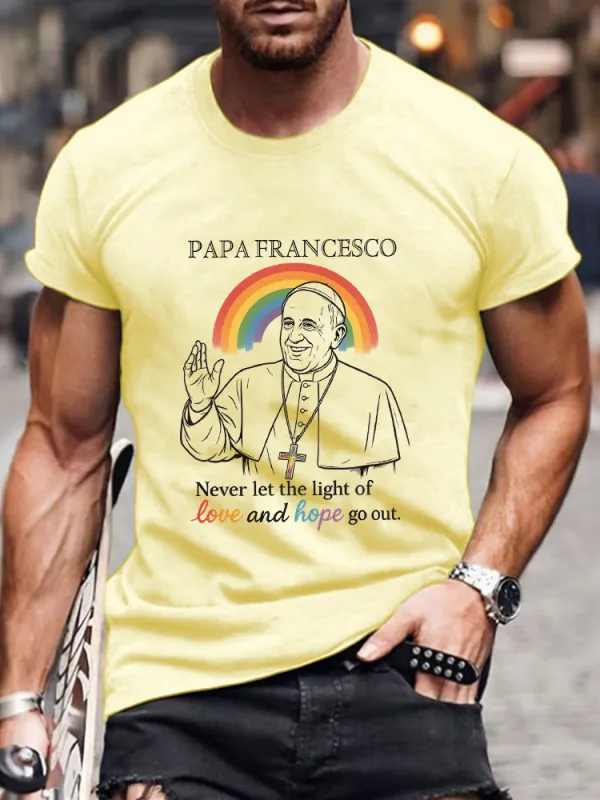 Men's Never Let The Light Of Love And Hope Go Out Lgbt Print Short Sleeve Round Neck Cotton T-Shirt
