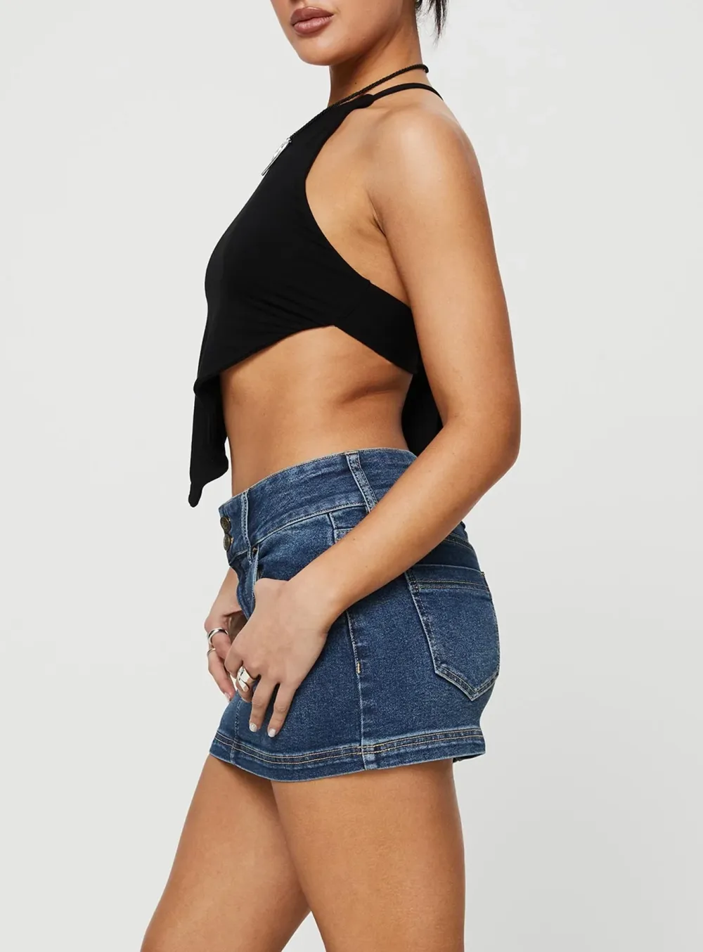 Low Rise Pocket Denim Mini Skirt