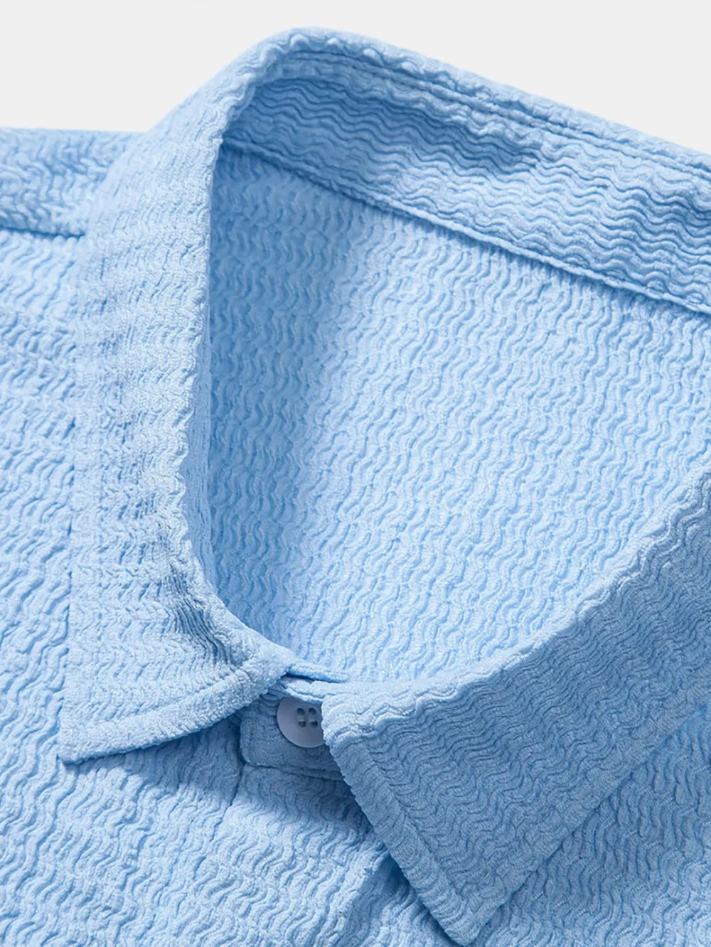 Blue Textured Button Up Shirt