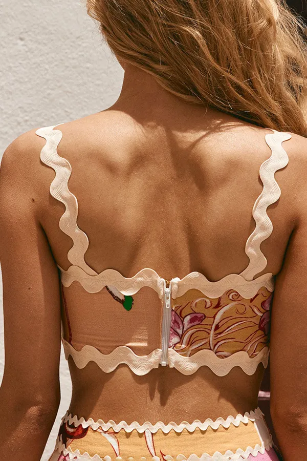 Scalloped Edge Striped Bralette