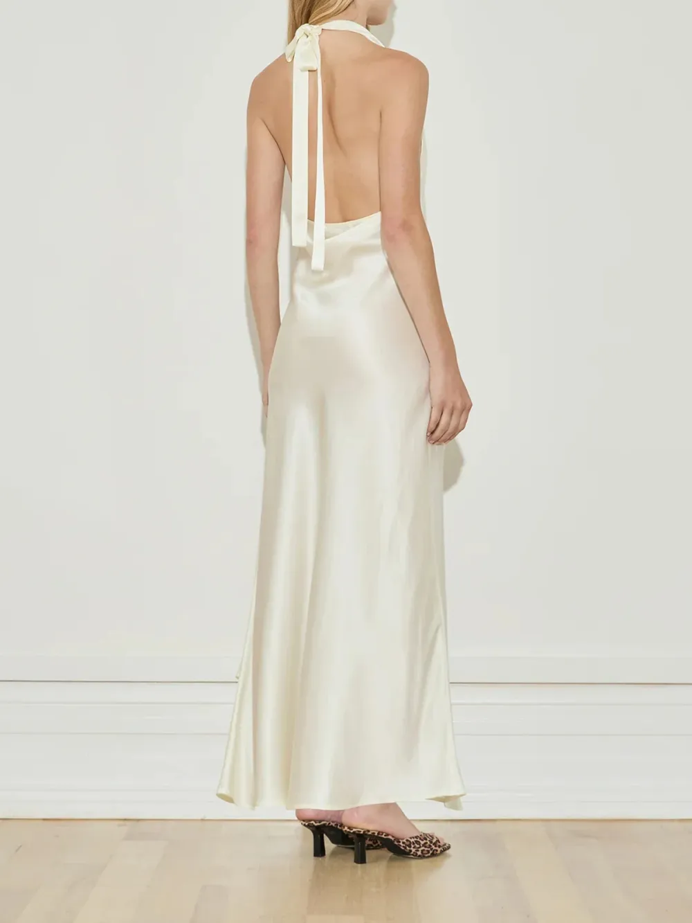 Casual Style V-neck Maxi Dress Cream