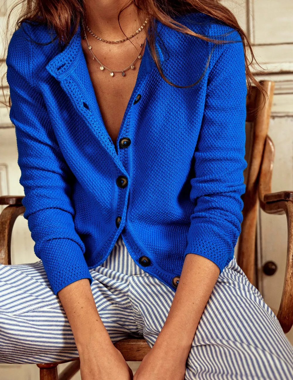 Gallery Blue Trim Cardigan