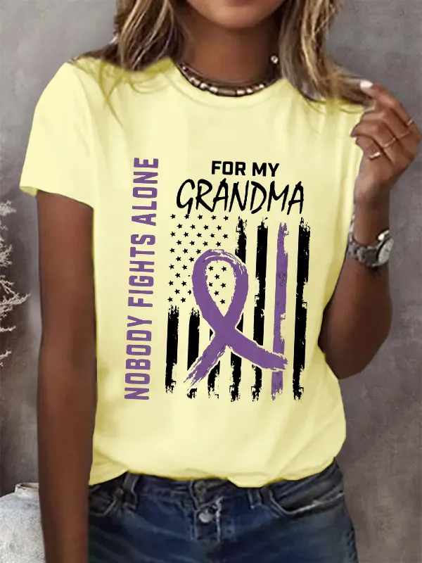 Grandma Alzheimers Awareness USA Flag Dementia Fam T-Shirt