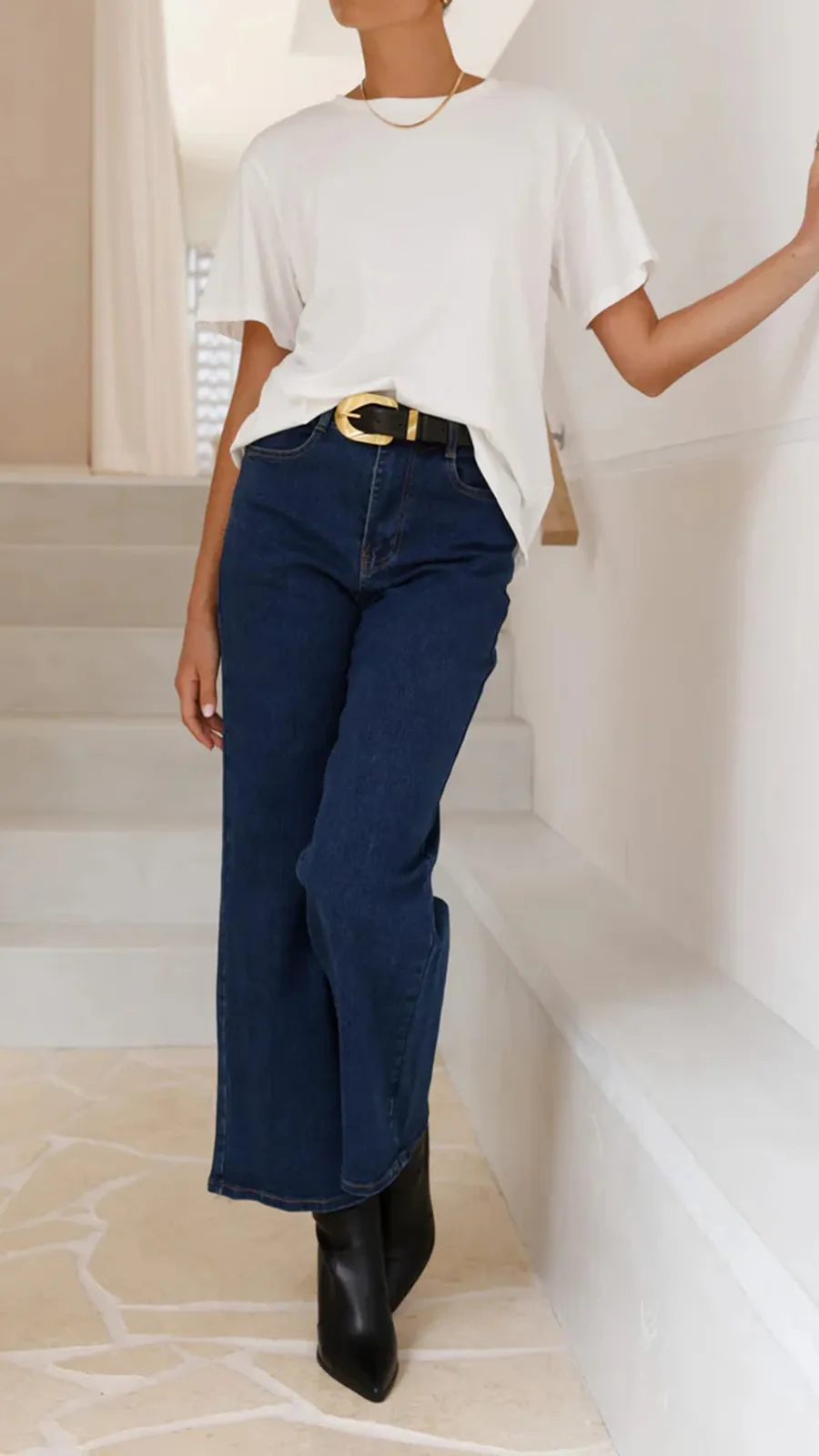 Adjustable Button Waist Jeans