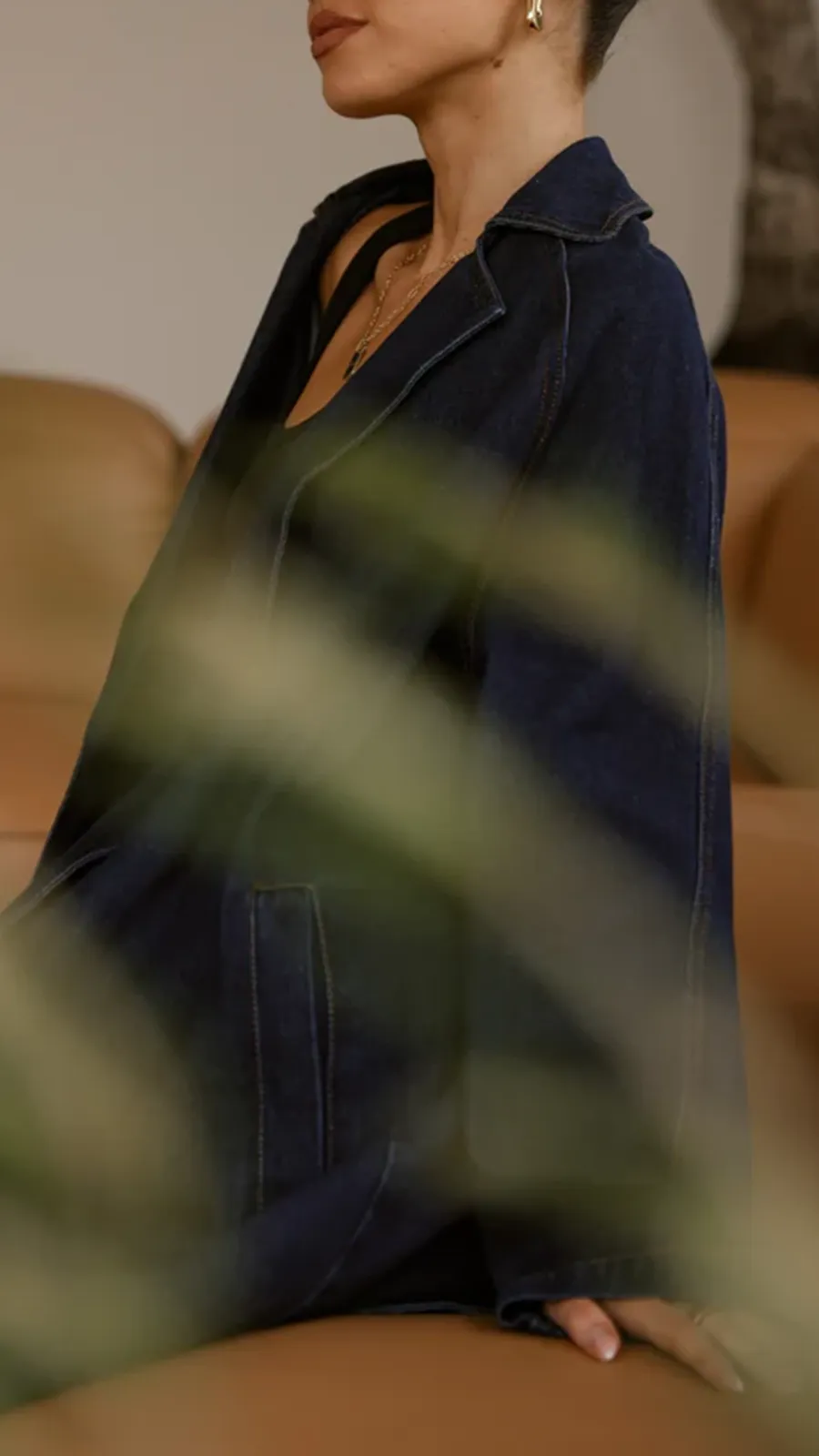 Extra Long Dark Denim Jacket