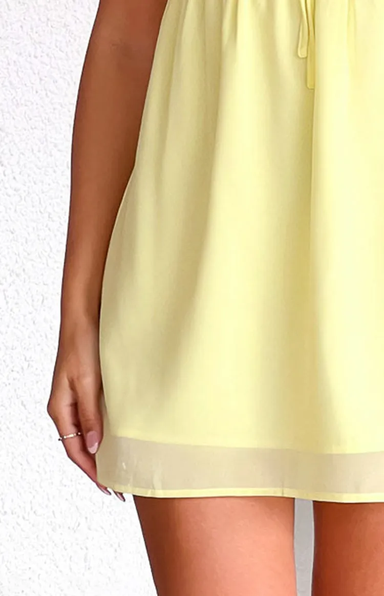 Yellow Square Neck Babydoll Mini Dress