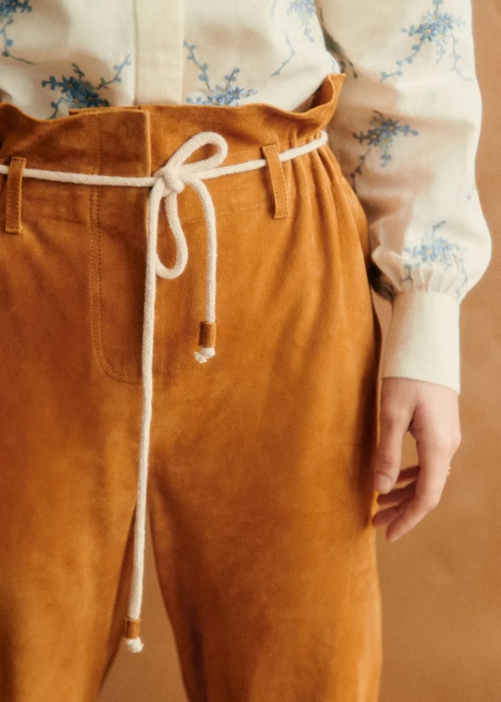 Suede Flared Trousers