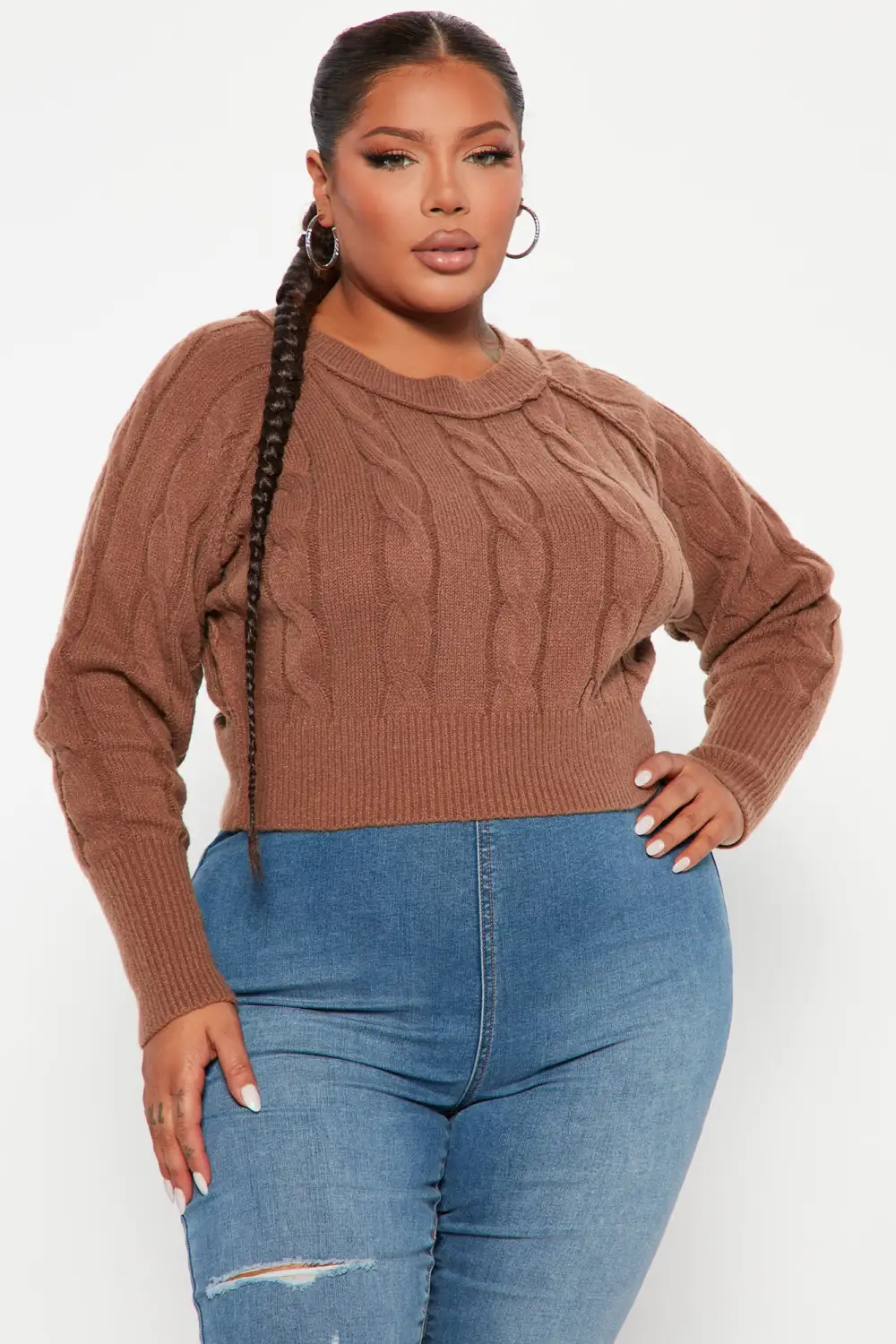 Charade Cable Knit Sweater - Mocha