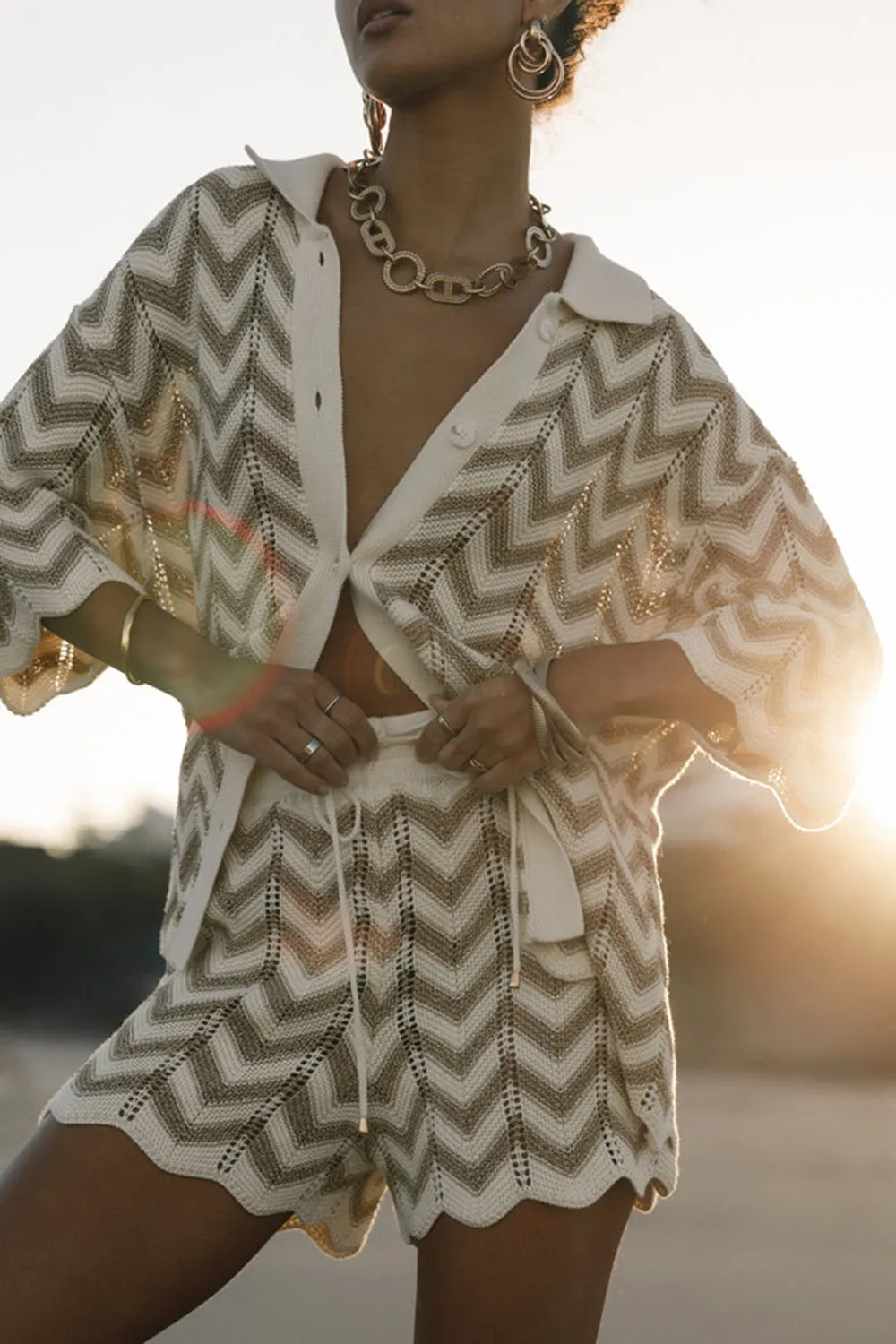 SAND WHITE KNIT SHIRT