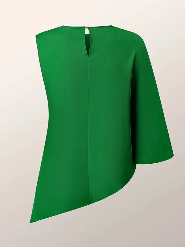 Fashion Solid Color Asymmetric T-Shirt