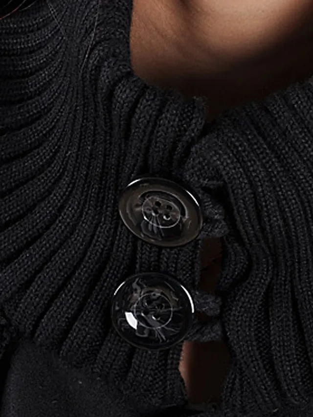 Women's Winter Coat Cloak / Capes Long Coat Winter Coat Single Breasted Thermal Warm Trench Coat Single Breasted Stand Collar Loose Fit Outerwear Long Sleeve Black