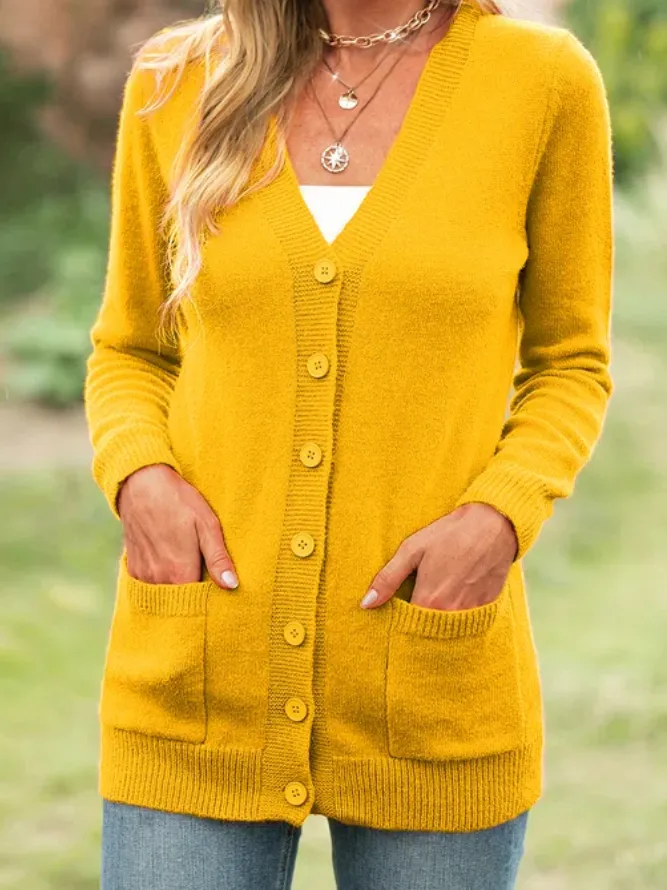 Women Long Sleeve Cotton-blend Cardigans Outerwears