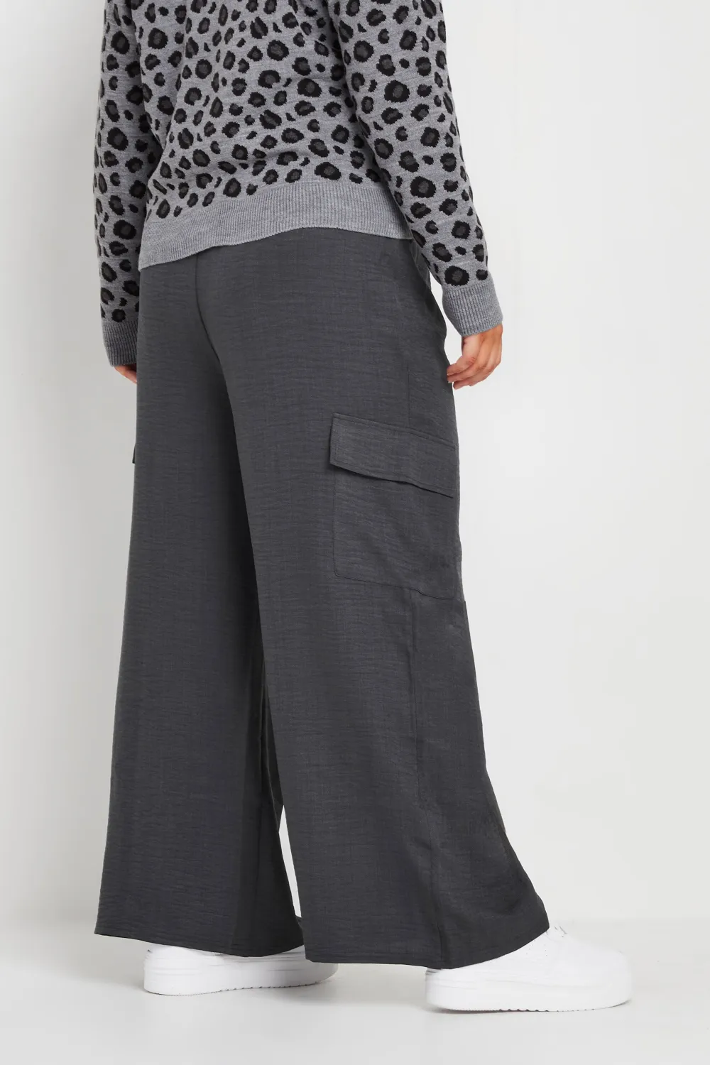 YOURS Curve Khaki Green Linen Look Cargo Trousers