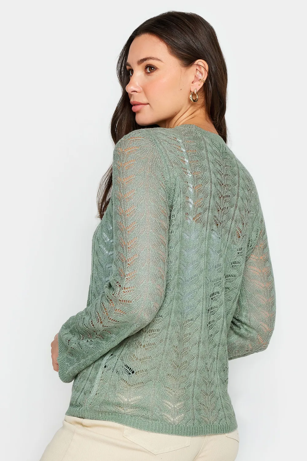 LTS Tall Sage Green Pointelle Stitch Jumper