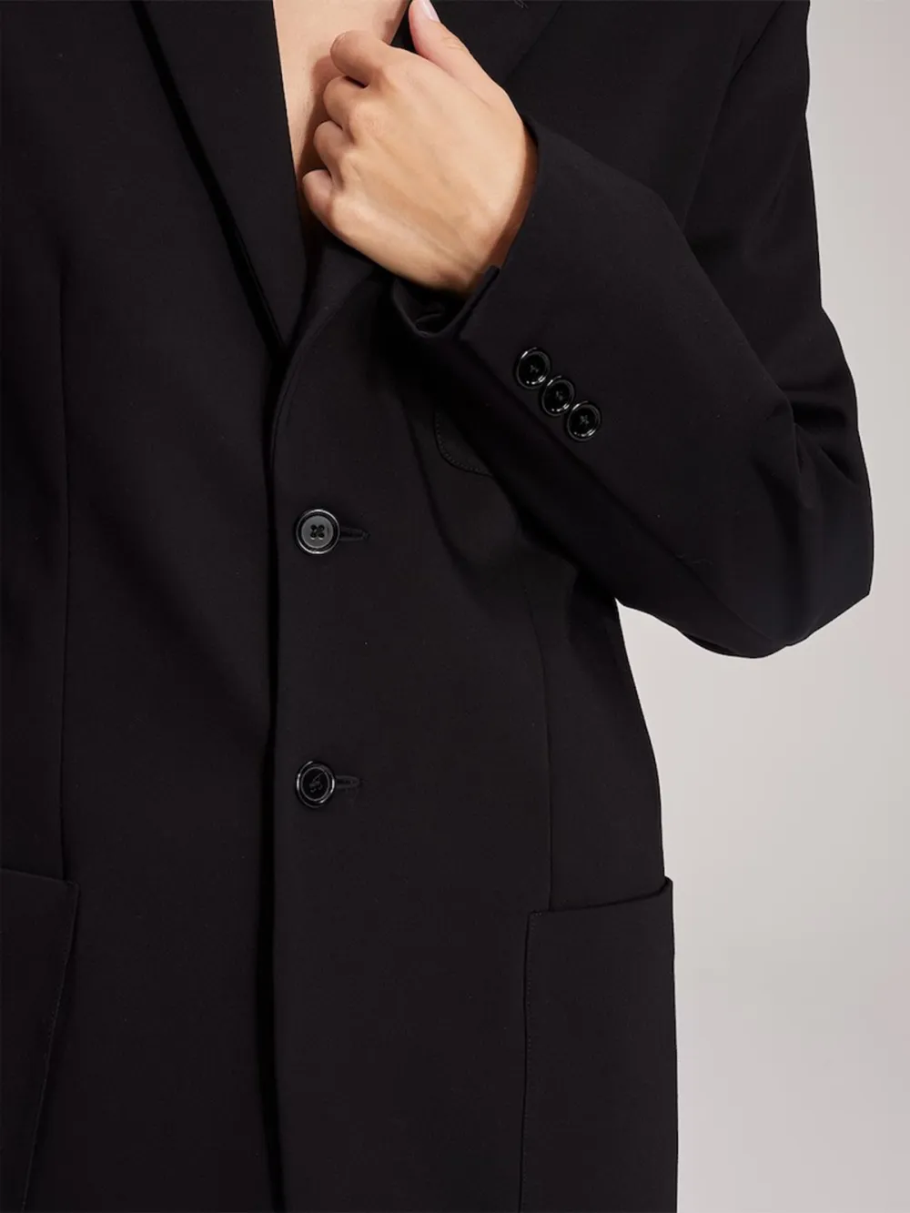 Plain Colored Lapel Collar Blazer