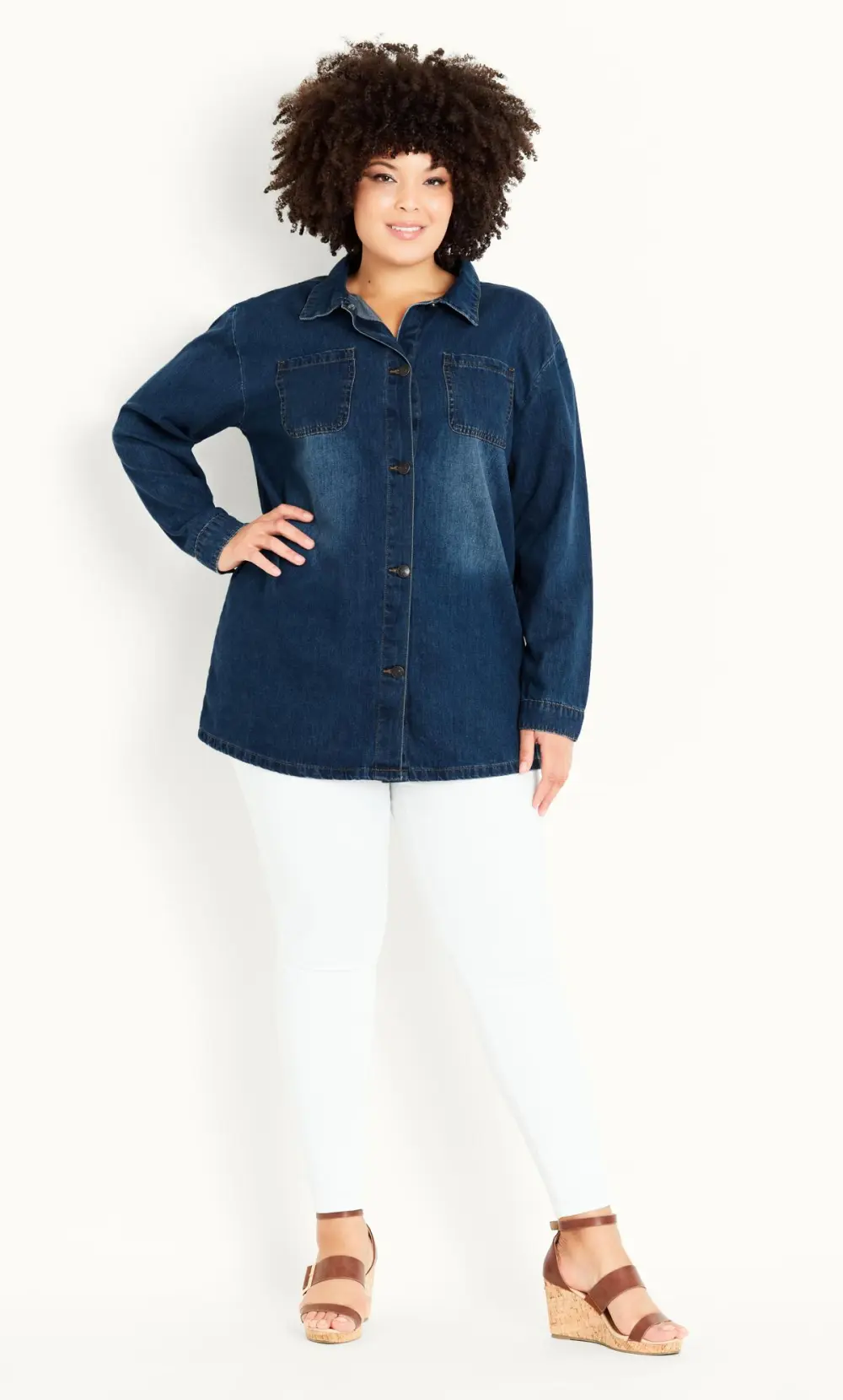 Evans Blue Denim Shacket