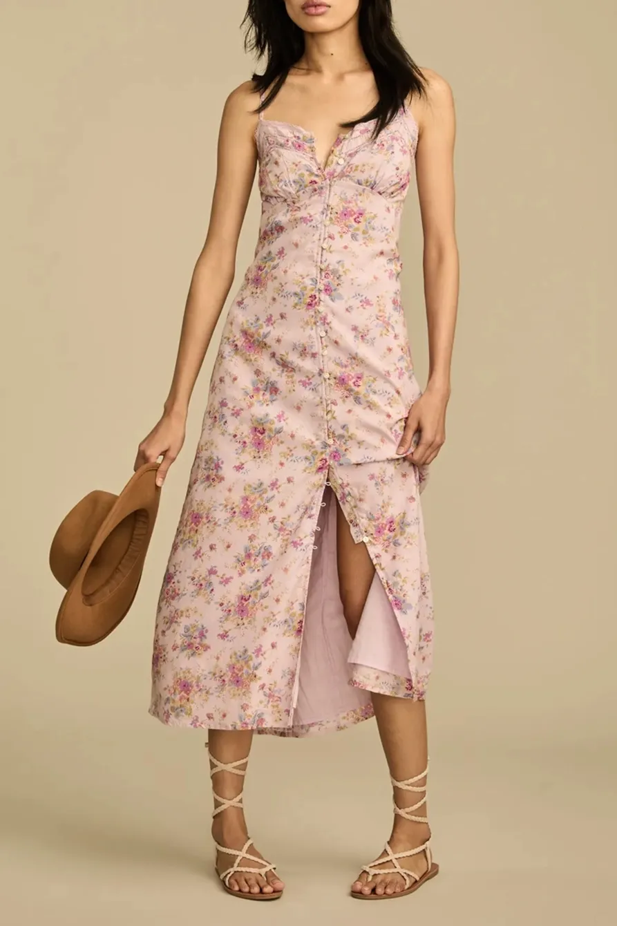 Floral Lace Trimmed Slip Dress