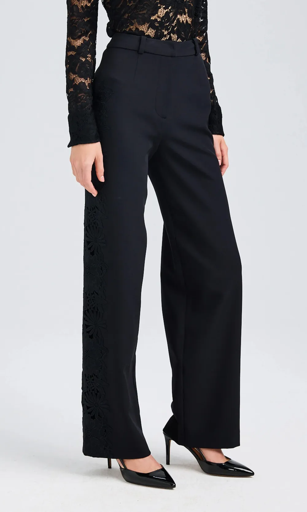 Lace Straight-Leg Pants