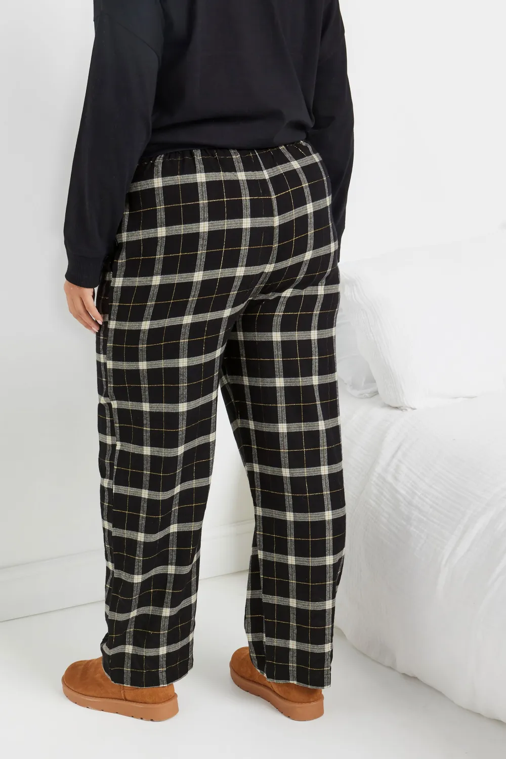 YOURS Curve Green & Pink Boyfriend Check Pyjama Bottoms
