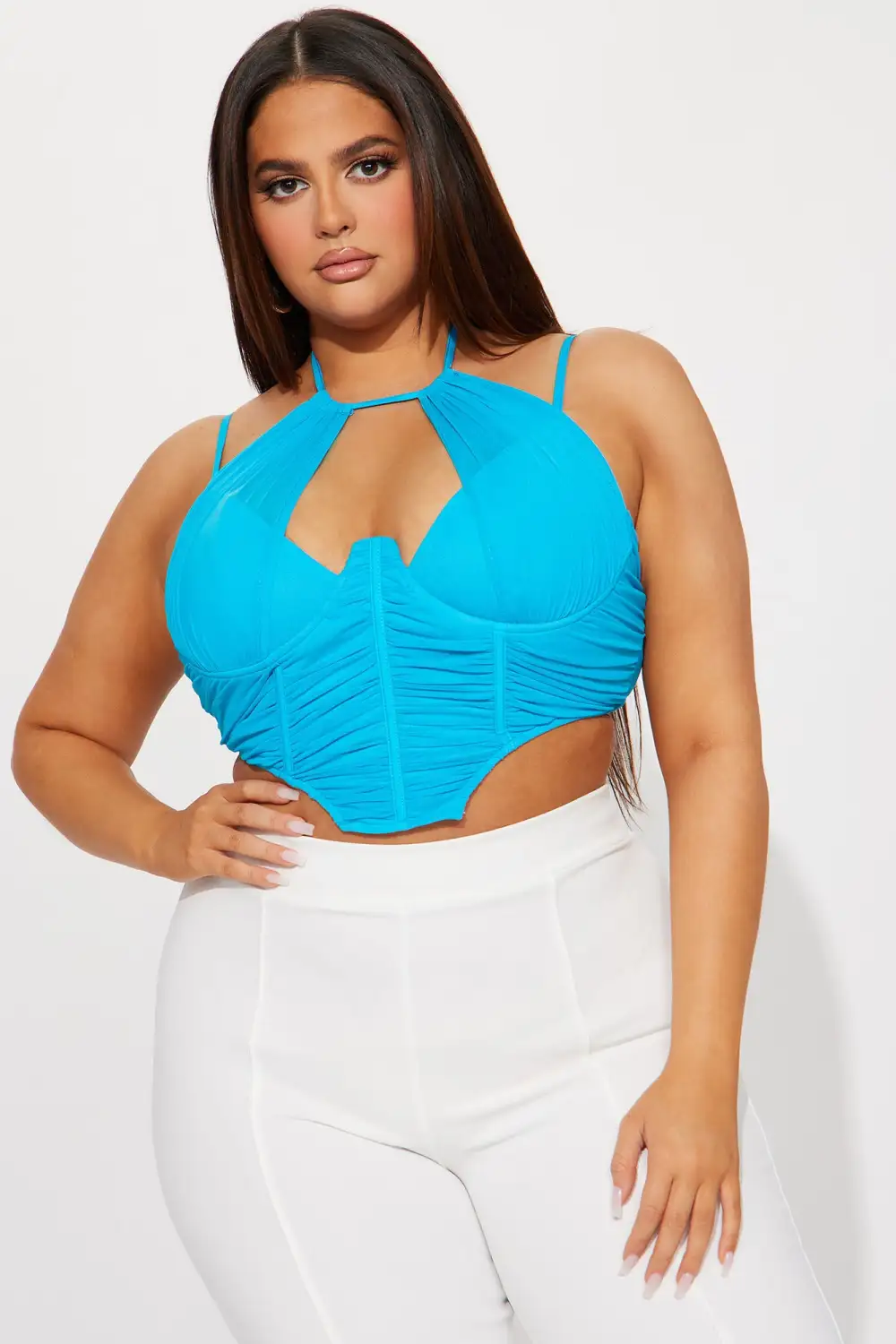 Set It Off Corset Top - Aqua