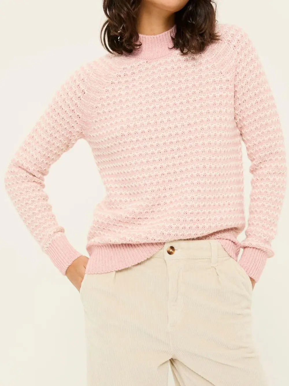 Pink Candy Stripe Knitted Crew Neck Jumper