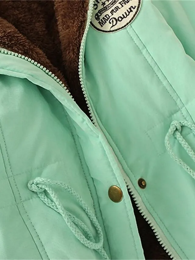 Women's Winter Coat Fleece Lined Parka Thermal Warm Windproof Puffer Jacket with Pocket Hooded Heated Jacket Fall Outerwear Drawstring Outdoor Street Fashion Casual Outerwear