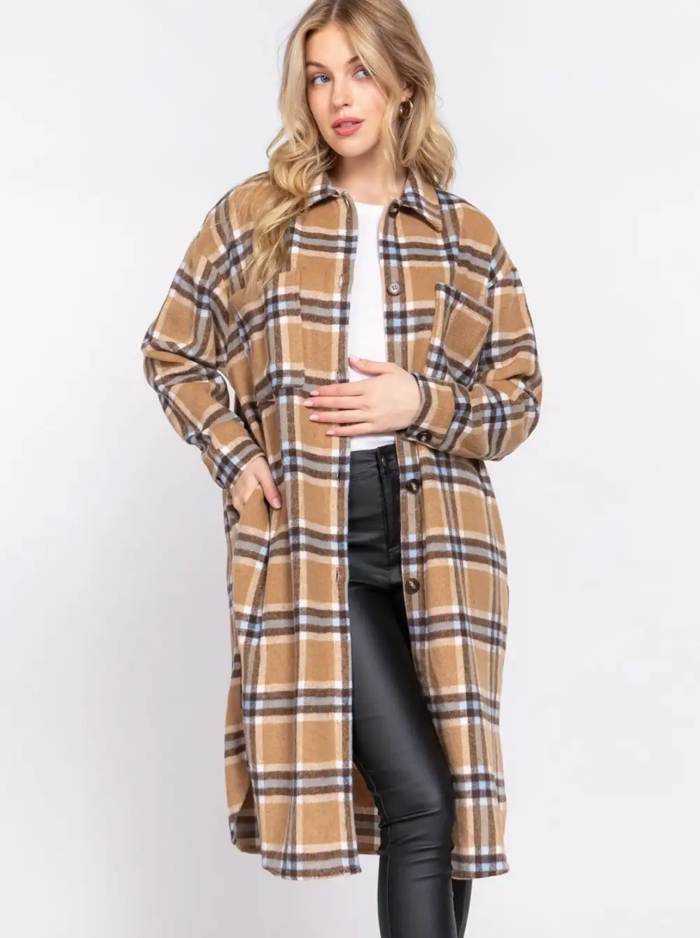 Longline Plaid Shacket