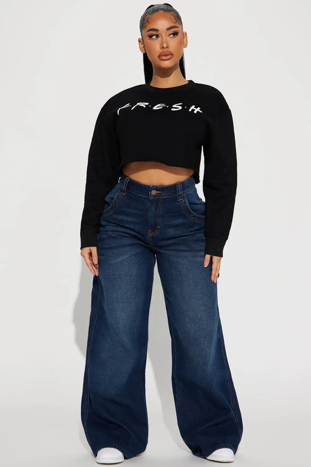 Keepin' It Fresh Cropped Sweatshirt - Black