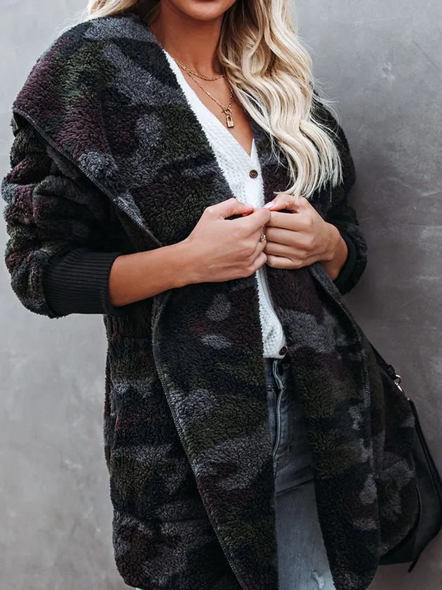 Loose Fluff/Granular Fleece Fabric Casual Teddy Jacket