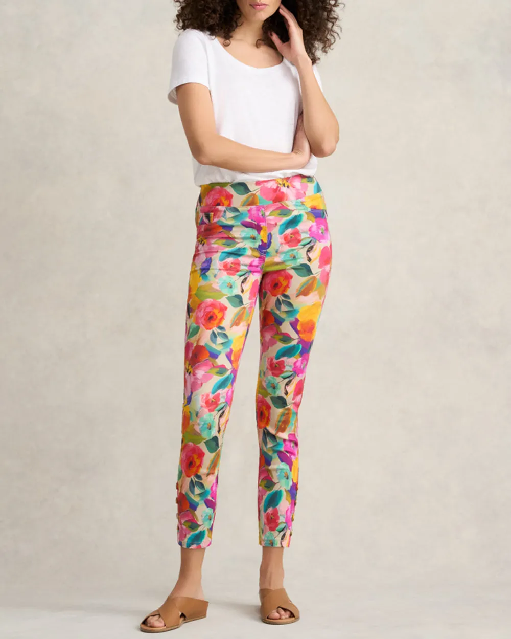 Floral Print Ankle Length Pants
