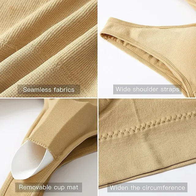 Underwear Women's Plus Size Deep U Comfortable Beauty Back Yoga Vest with Pads No Steel Ring Gathered Shock-proof Sports Bra