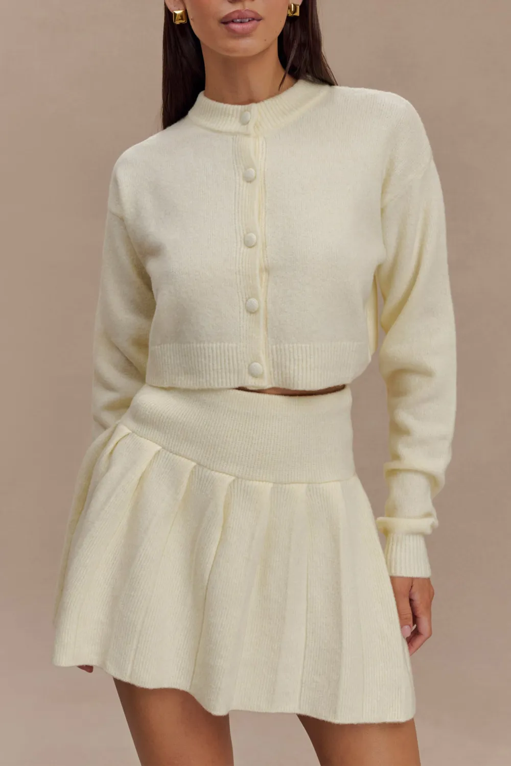 Pleated Knit Mini Skirt