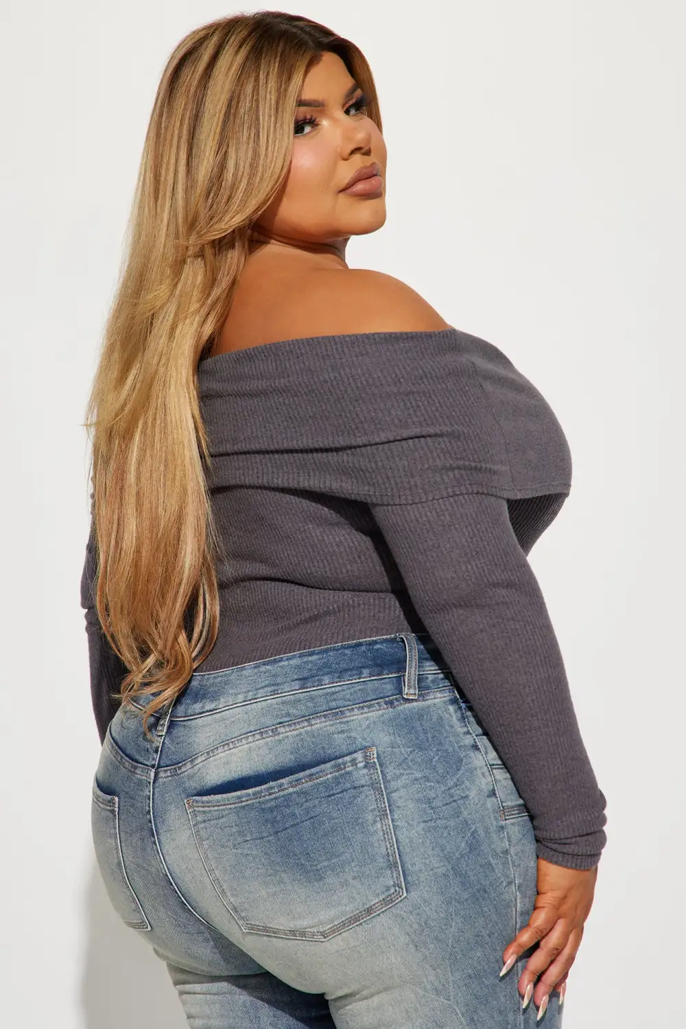 Sydney Off Shoulder Bodysuit - Charcoal
