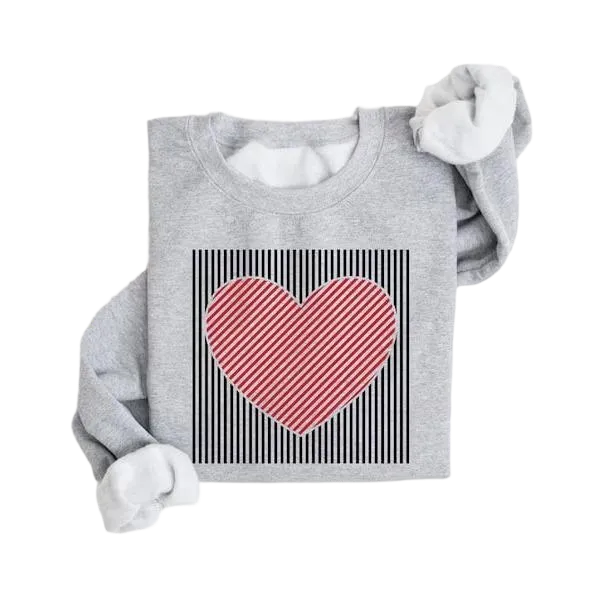 ❤️ Valentine's Day Retro Heart Graphic Sweatshirt | Cute Casual Pullover Top