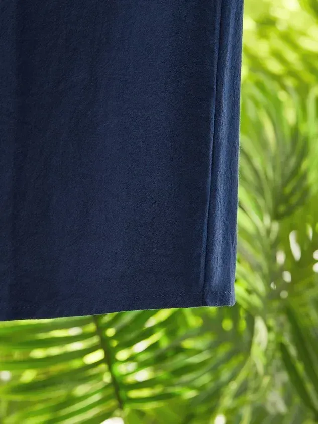 Solid Loosen Casual Cotton V Neck Top