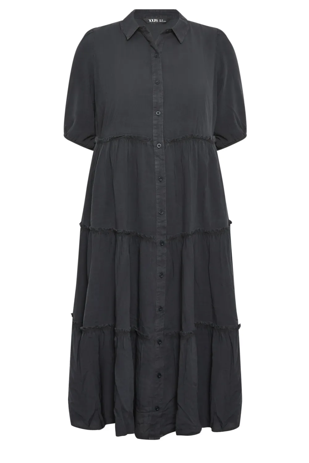 YOURS Curve Charcoal Grey Midi Shirt Dress