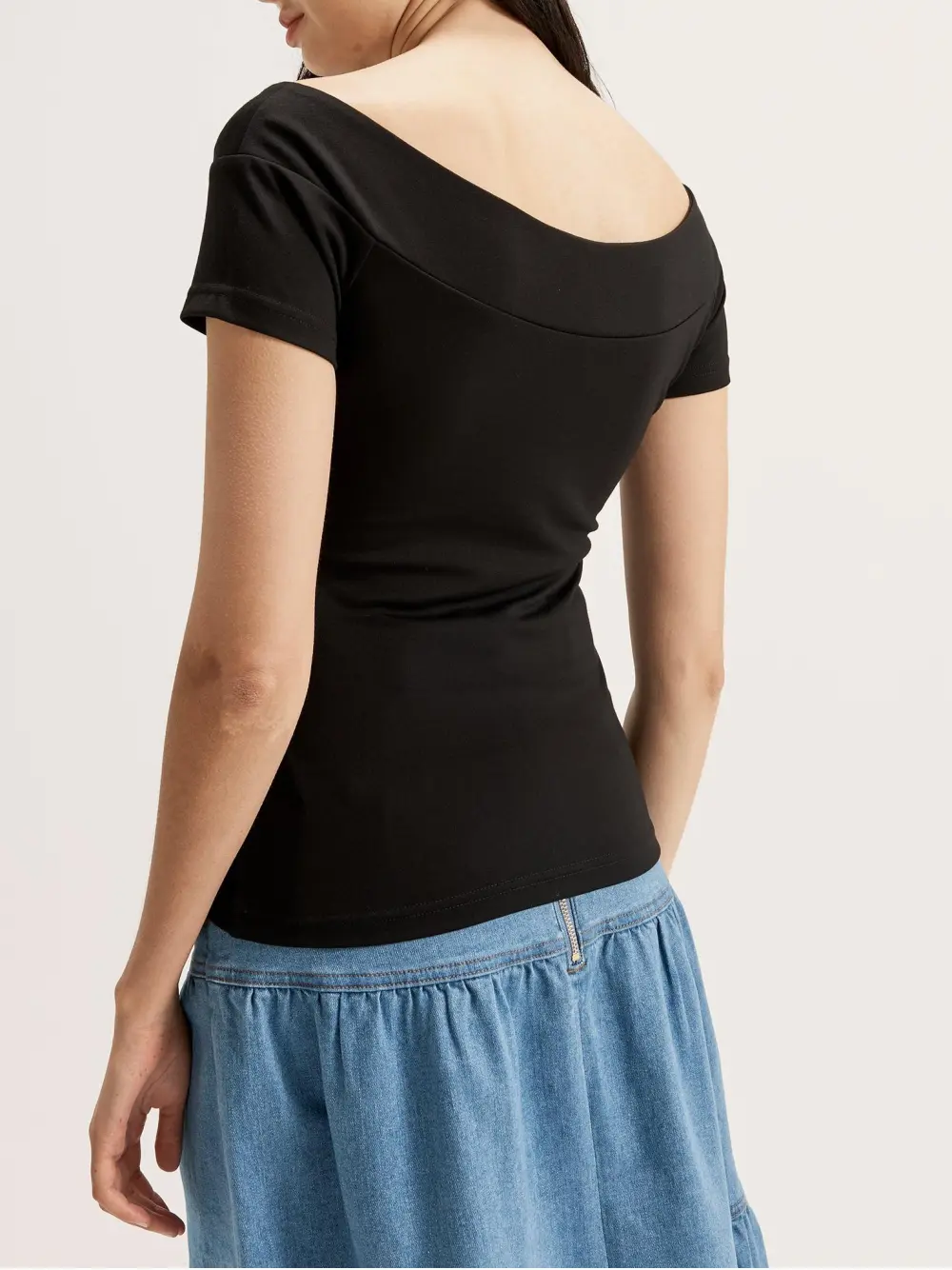 Basic Off Shoulder Cap Sleeve Top