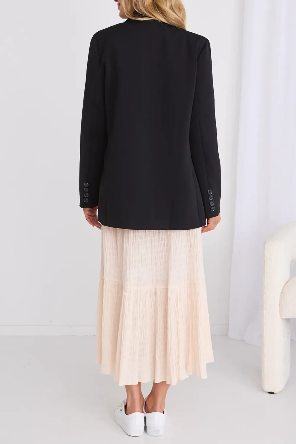 Double-breasted Button  Boyfriend Blazer