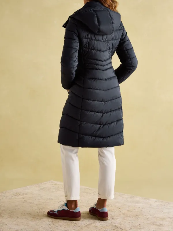 Navy Blue Showerproof Longline Padded Coat