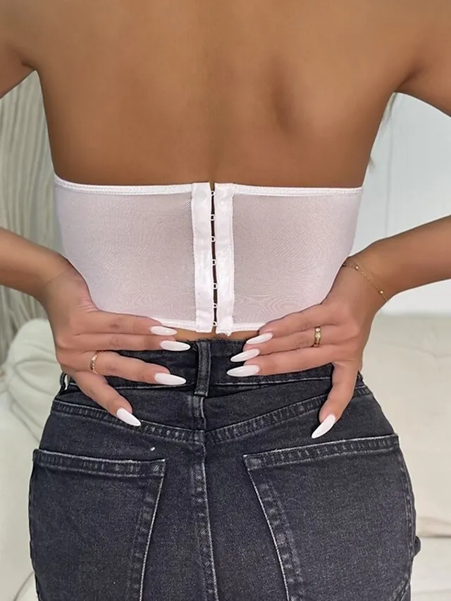 Corset Women's Corset Tops Prom Party & Evening Club Black White Red Sexy Underbust Corset Buckle Tummy Control Lace Summer Spring