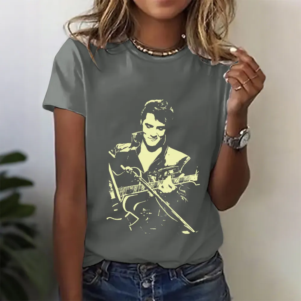 Women's Character Performance Print Short Sleeve Round Neck Cotton T-Shirt