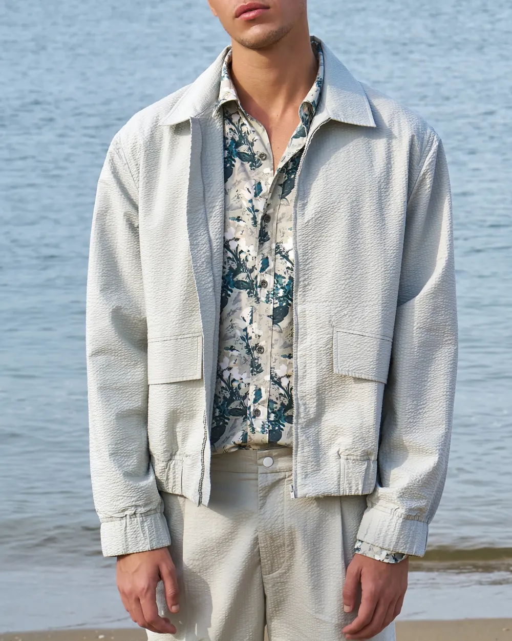 Versatile Comfortable Slim-Fit Beige Cotton Jacket