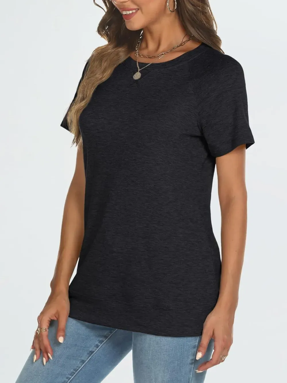 AUTOMET T Shirts Short Sleeve Crewneck Tees for Women Trendy Lightweight Soft Casual Summer Tops Clothes 2024