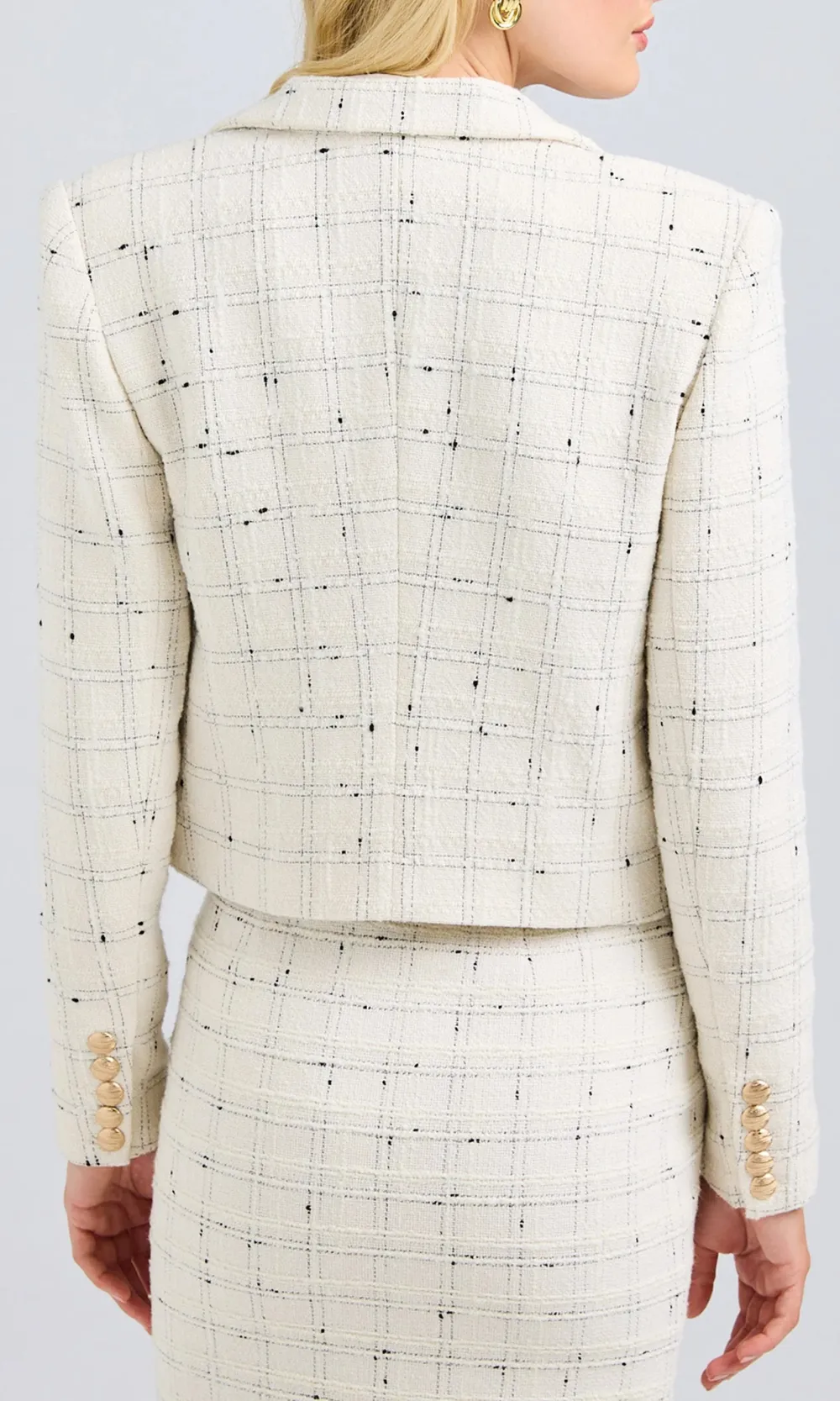 Front Button Tweed Jacket