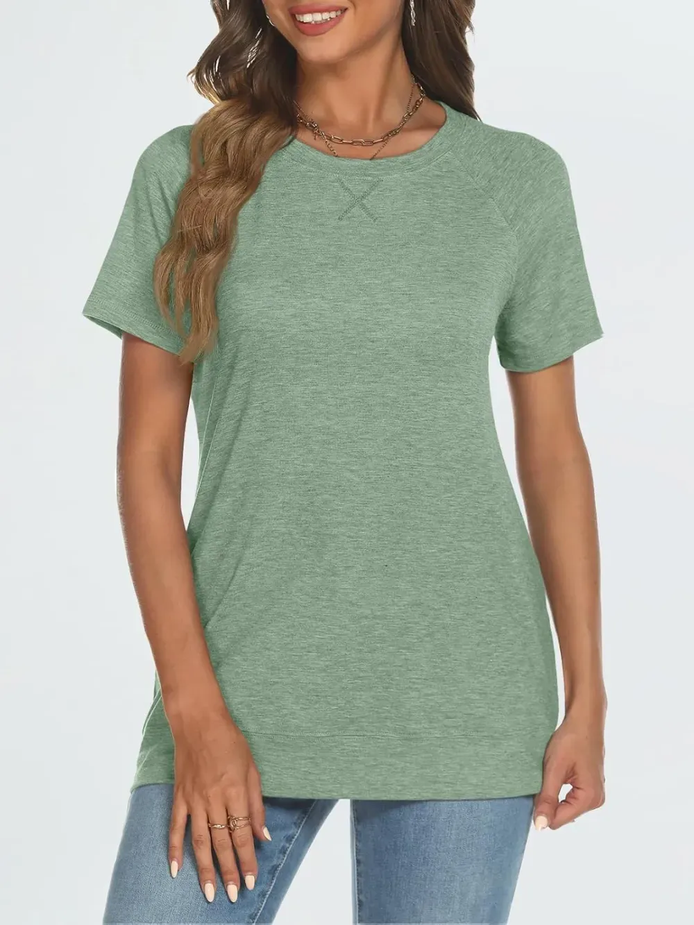 AUTOMET T Shirts Short Sleeve Crewneck Tees for Women Trendy Lightweight Soft Casual Summer Tops Clothes 2024